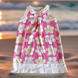 Gymboree Floral Daisy Dress Kids Size 7 Pink White Sleeveless Retro Mod Style